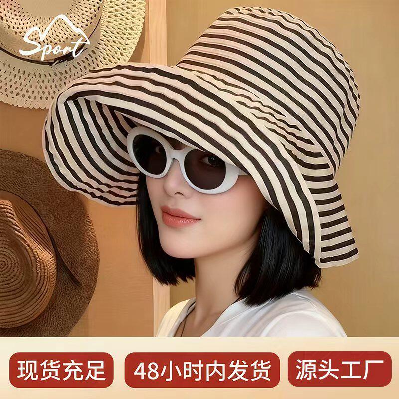 黑白条纹渔夫帽子女胶片日记风大