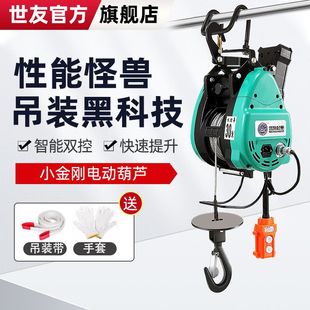 新款 小金刚电动葫芦220V家用悬挂双孔升降吊机空调钢丝绳便携式