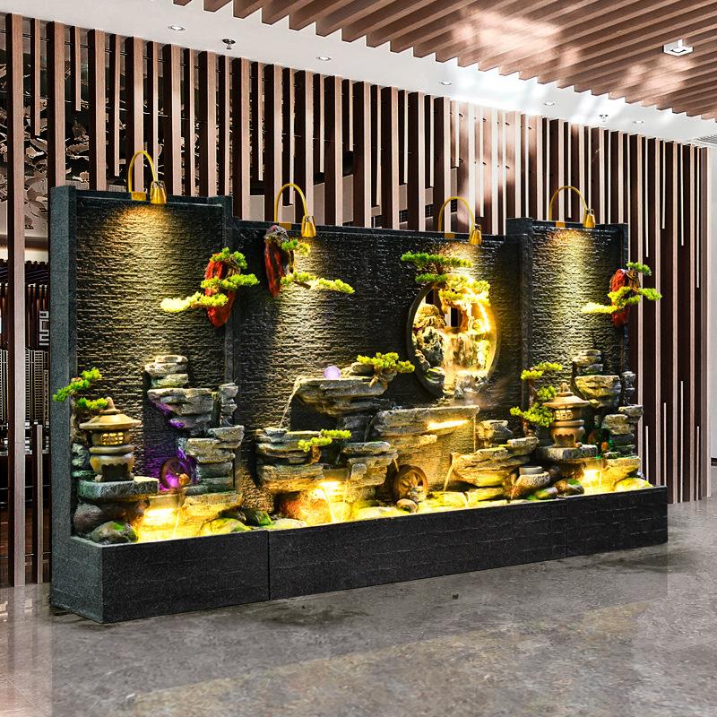 大型流水水幕墙办公室屏风酒店会所落地摆件花园庭院别墅鱼池景观