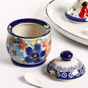 盐罐带勺大容量糖罐 OMK 创意波兰风陶瓷调味罐家用釉下彩小众个性