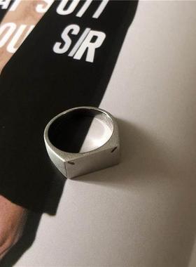 风格 四角标男女对戒 MM6情侣简约戒指ins