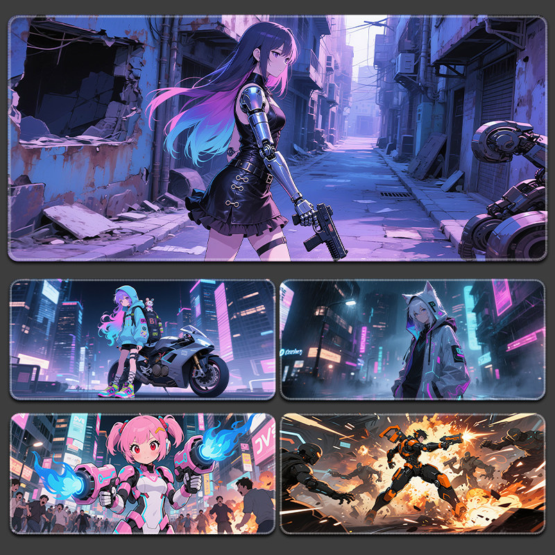 鼠标垫超大号二次元电脑键盘垫男女生动漫滑鼠垫电竞专用游戏桌垫