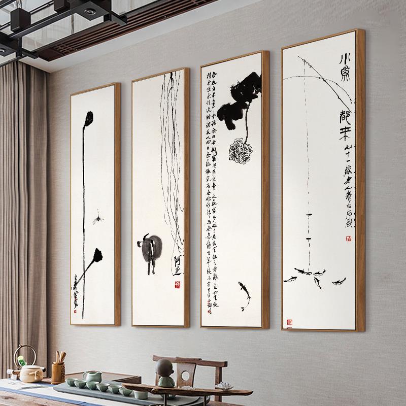 齐白石装饰画新中式茶室客厅沙发背景墙水墨壁画餐厅饭店禅意挂画