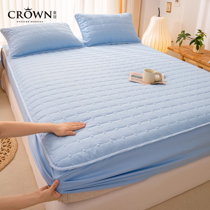 皇冠大豆纤维夹棉床笠/三件套抗菌型A类席梦思床垫保护罩防尘罩