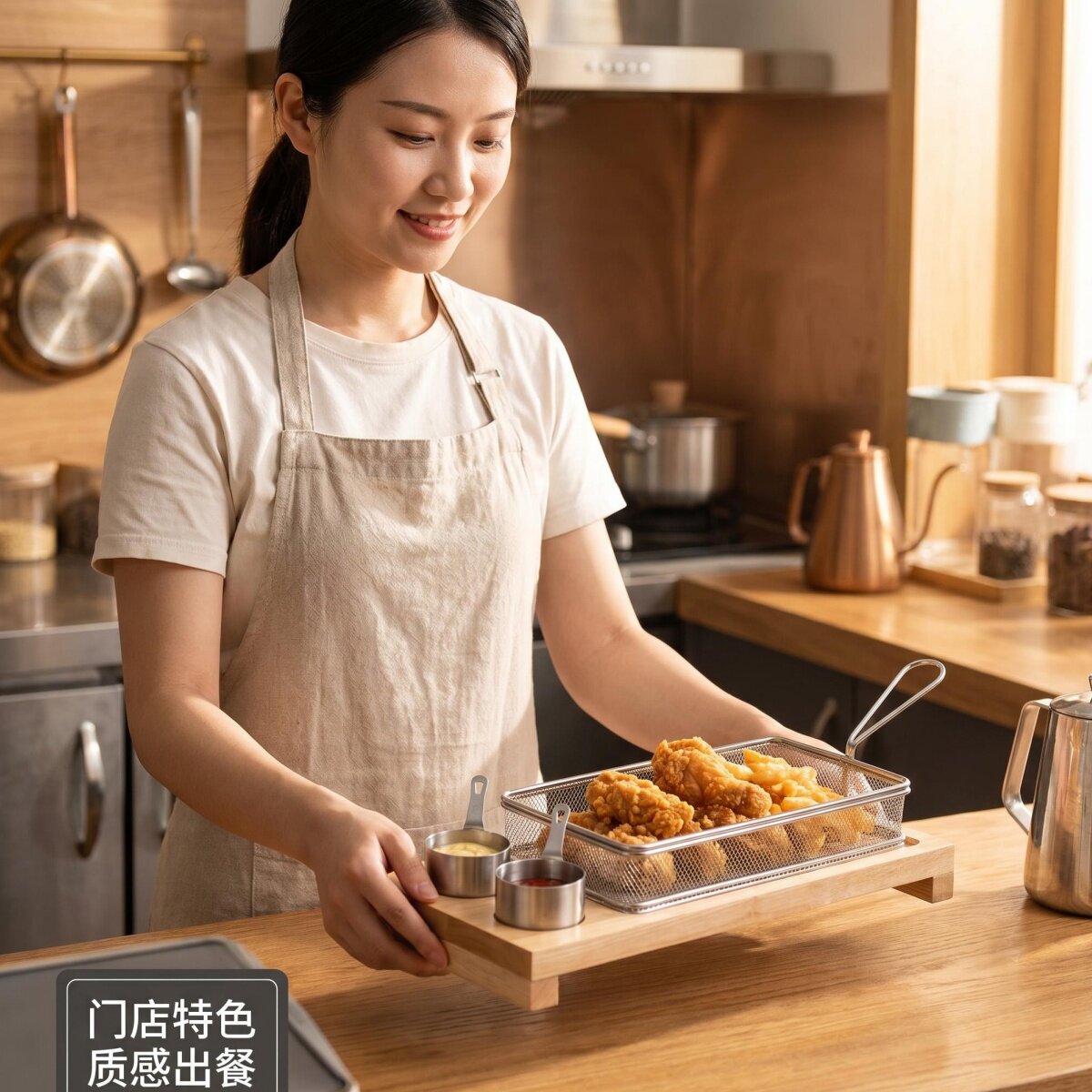 不锈钢炸篮滤网手柄沥油家用商用