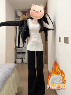 白色打底衫羽绒服内搭女上衣中长款修身正肩长袖加绒早秋冬季加长