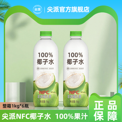 尖派100%椰子水NFC电解质饮料椰青果汁百分百非浓缩椰水1L*2大瓶