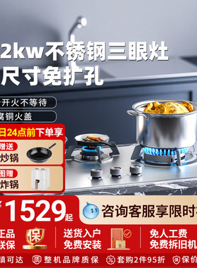 樱花三眼燃气灶5.2KW家用天然气液化气嵌入式煤气N601S官方旗舰店