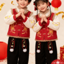 宝宝周年庆礼服套装 男童女童过年服装 中国风加厚款 儿童拜年服冬季