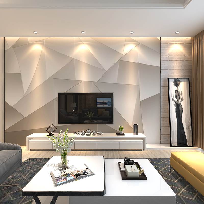 北欧立体电视背景墙纸现代客厅8d通体几何装饰壁纸影视墙壁画墙布图片