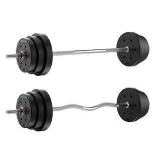 举重杠铃男士健身家用包胶哑铃套装女士深蹲直杆曲杆举重器材两用