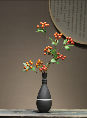 新中式陶瓷禅意小花瓶摆件景德镇茶室玄关桌装饰品会所茶室摆设