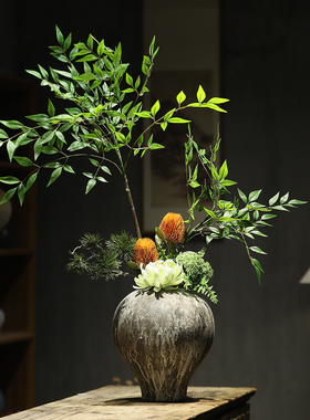 新中式仿真花艺清新仿真绿植酒店样板房餐桌茶几客厅玄关装饰摆件