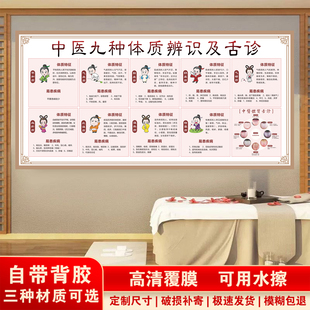 中医九种体质辨识挂图及舌诊调理养生馆装饰背景墙壁画自粘自贴