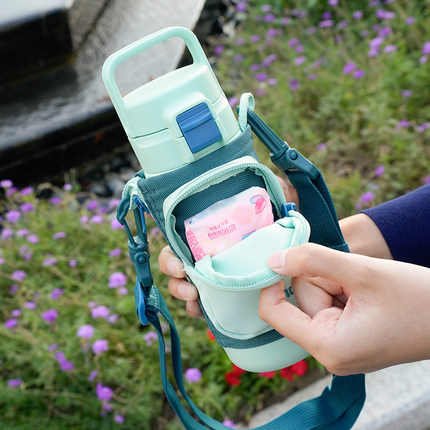 tiger虎牌儿童便携双杯盖保温杯两用斜挎吸管直饮杯子户外学生MTT