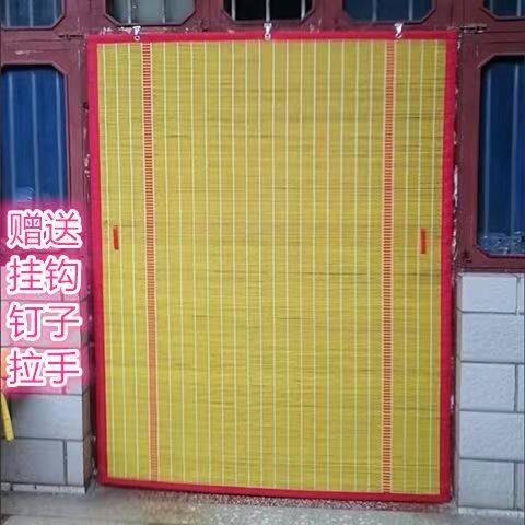 双层防晒包边竹门帘家用室外大门口防蚊蝇印字帘子夏季咖啡色房间