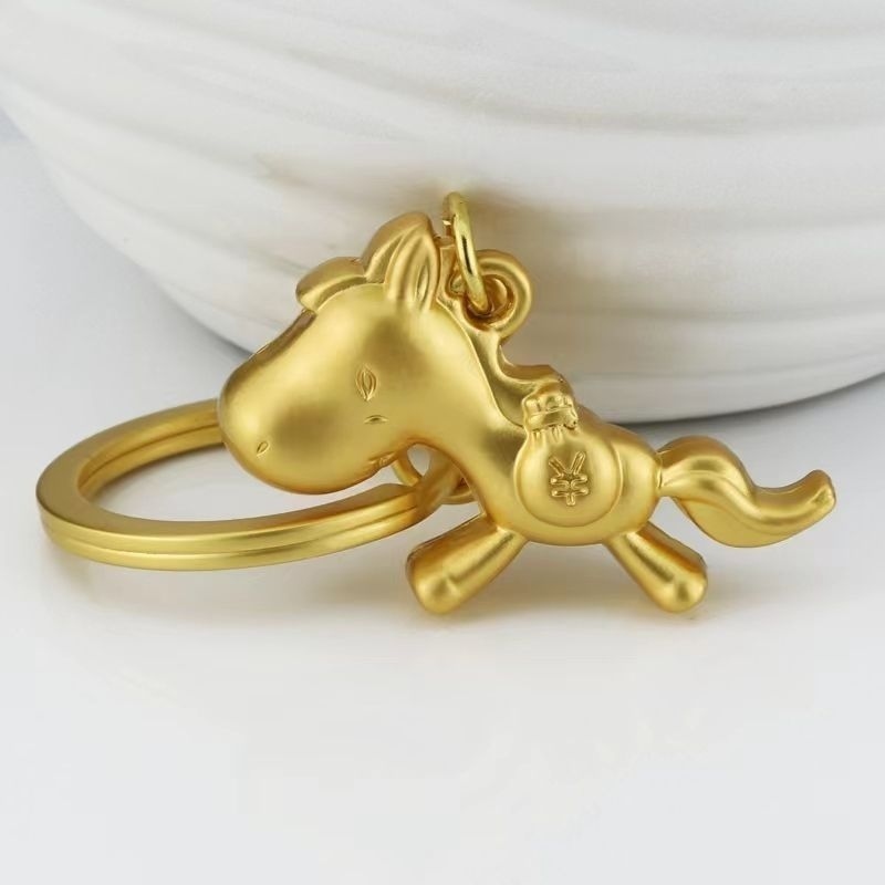 马上有钱钥匙扣挂件可爱卡通金属马钥匙扣挂件感恩创意小礼品