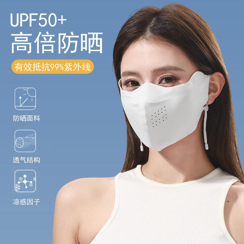 防晒口罩女夏防紫外线高颜值2026新款护眼角遮阳面罩冰丝薄款透气