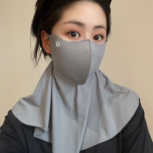 防晒口罩遮脖子面罩夏季防紫外线护颈一体脸基尼护颈女夏冰丝新款