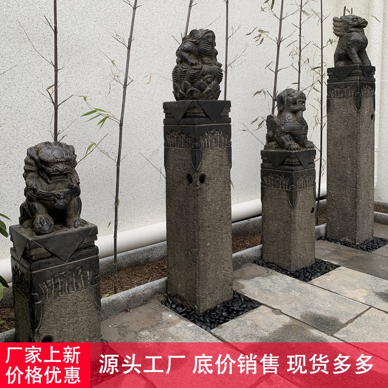 青石大象石雕拴马桩仿古狮子栓马桩拴马石柱祥云柱做旧栓马柱摆件