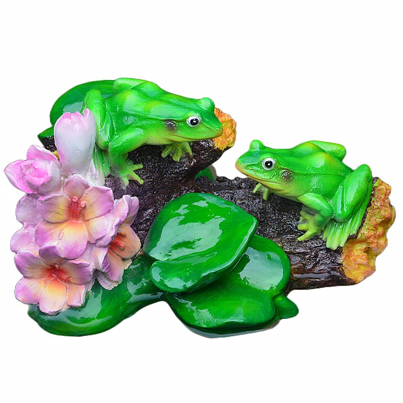 花园庭院阳台流水喷泉水面装饰品浮水荷叶青蛙造景树脂工艺品莲花