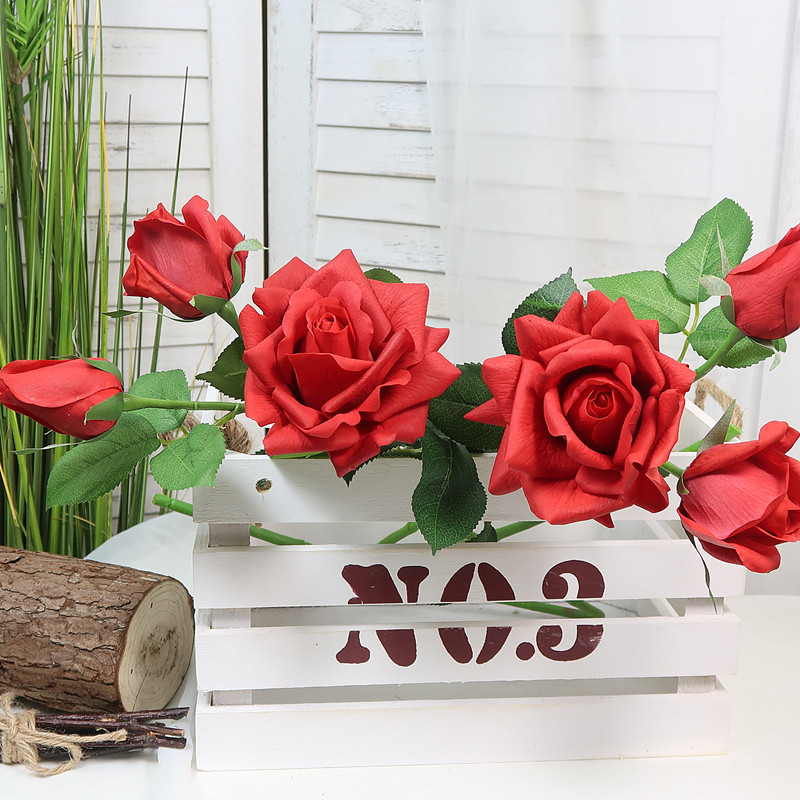 【包邮】手感保湿玫瑰仿真花束绢花客厅餐桌装饰花艺插花摆件假花