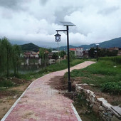 中式 仿古庭院灯户外草坪3米4米6米双头太阳能路灯防水led景观灯笼