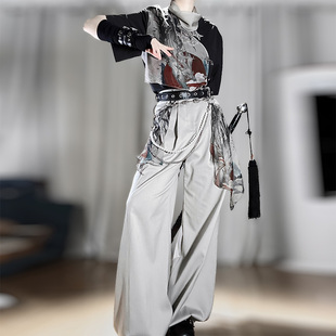 现货|花悦诗风 曜蚀 原创国风T恤日常百搭中性风裤子套装男女同款