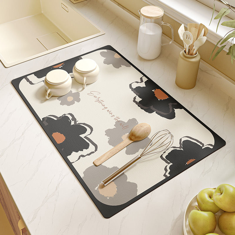 新款 轻奢风吸水速干硅藻泥餐垫家用碗盘防烫隔热垫厨房台面防滑