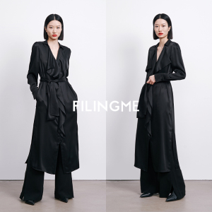 菲埃琳FILINGME 私服强推春夏醋酸双面缎荷叶边高级感连衣裙