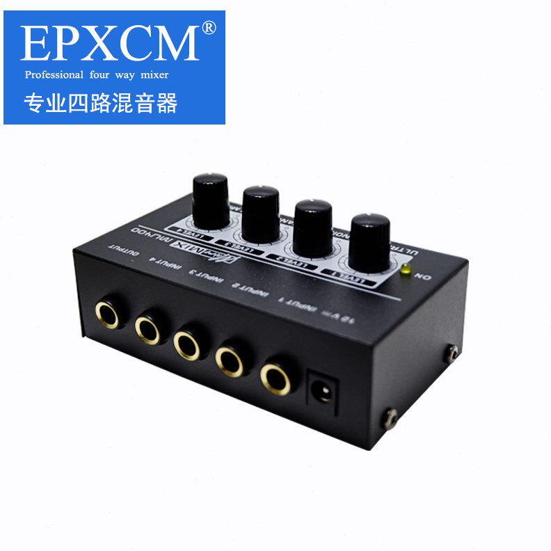 4路音频混音器 四通道Mini信号混合器 吉他乐器调音台Audio Mixer