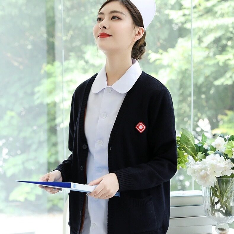护士毛衣 女加绒加厚 针织衫医生护士服外搭开衫外套秋冬季工作服