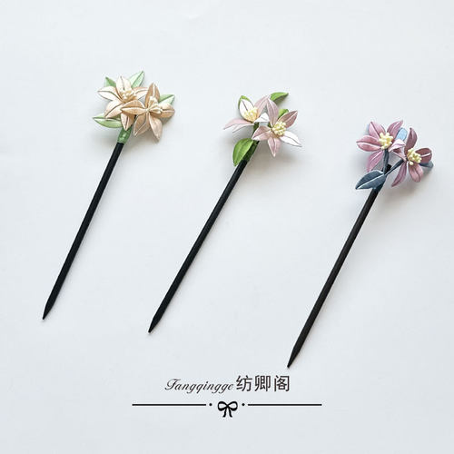 原创桃花木簪非遗手工缠花发簪汉服发饰步摇日常优雅百搭旗袍头饰