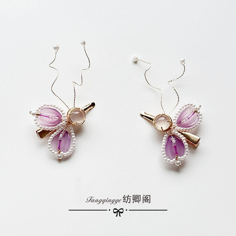 【晓梦】紫色琉璃花瓣蝴蝶原创设计儿童汉服古风手工头饰发夹对夹,童装/婴儿装/亲子装,发饰,淘宝优惠券,粉丝福利购,淘宝优惠卷