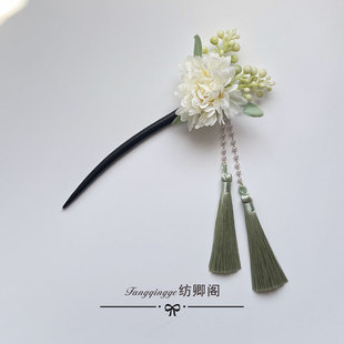 古风原创发饰踏青拍照汉服头饰绢花配饰簪花发簪流苏花朵超仙配饰
