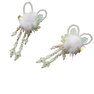 儿童汉服头饰冬季毛绒女童古装演出服发夹女宝中秋兔子古风发饰