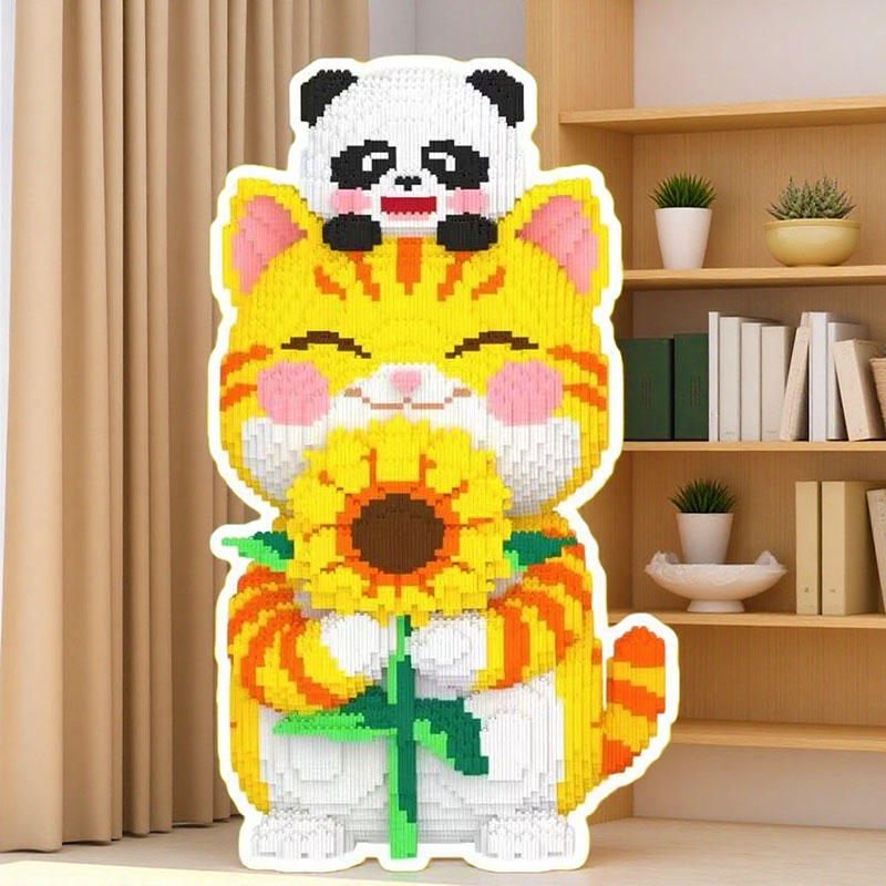 向日葵招财猫积木2026新款成人版