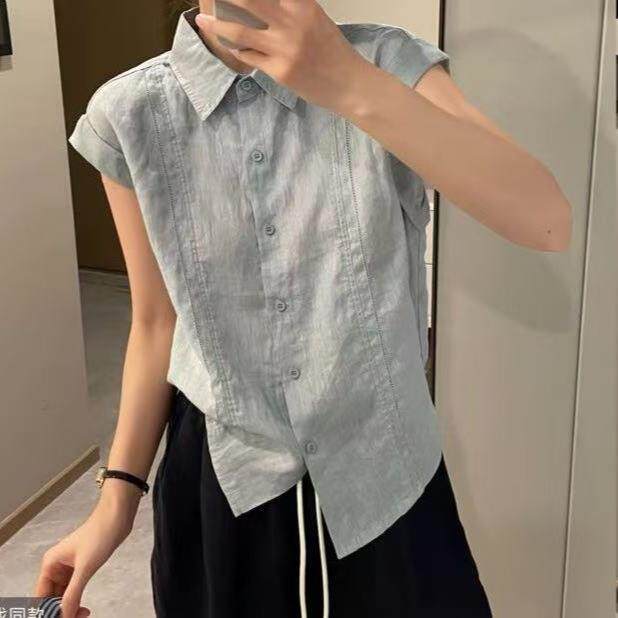 26年夏款衬衣短袖女新款棉麻小衫宽松休闲韩版学院风上衣亲肤韩版