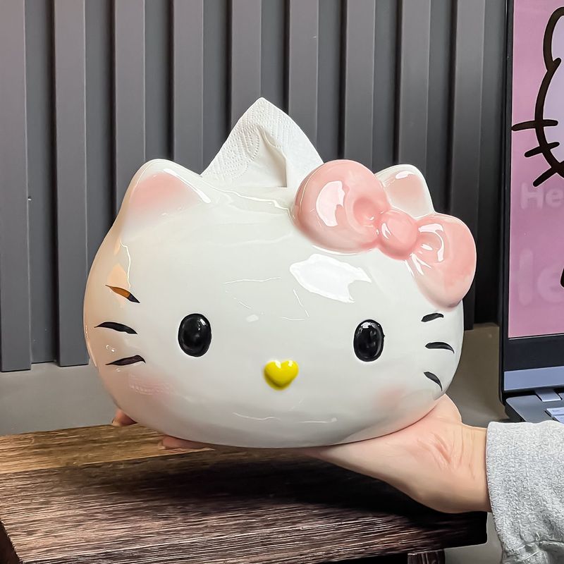 hellokitty纸巾盒创意可爱陶瓷纸抽盒装饰礼物摆件客厅卡通抽纸盒