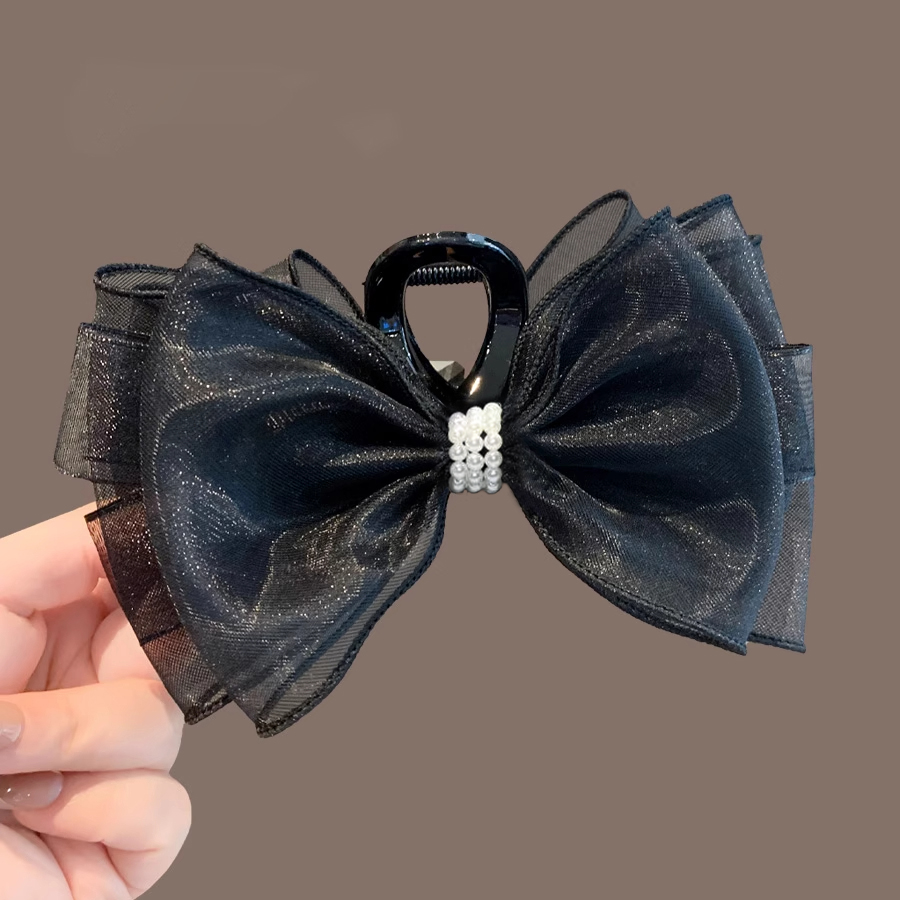 气质欧根纱蝴蝶结抓夹女2025新款