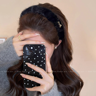 秋冬金标毛绒带齿发箍女高颅顶防滑洗脸发卡复古头箍气质头饰发饰