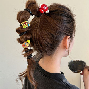 超多可爱电话线发圈夏季 不伤发马尾头饰 扎头泡泡辫头绳女2025新款