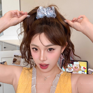 小清新碎花网纱抓夹女高马尾固定发夹2025新款丸子头气质发卡头饰
