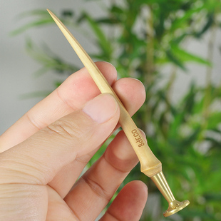 烟斗压棒竹子柄节刮片金属镂空防熄火手工多功能简易便携烟具压棒