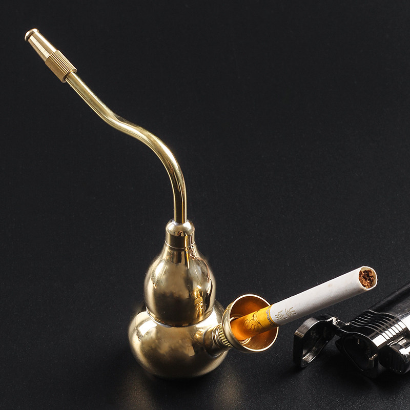 黄铜葫芦水烟壶两用型便携式烟斗老式过滤器传统水烟枪金属烟袋