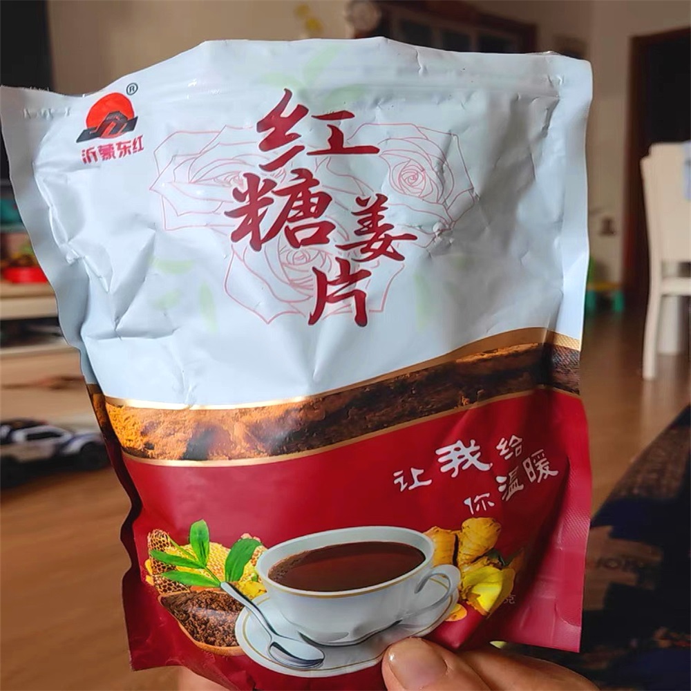 @新疆包邮西藏正宗山东沂蒙特产古法红糖姜片500g即食泡茶生黑糖