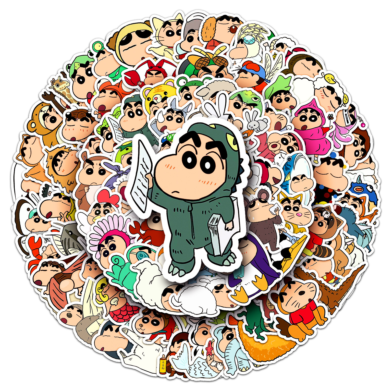 100张蜡笔小新换装贴纸创意可爱治愈diy手机壳咕卡防水不干胶贴纸