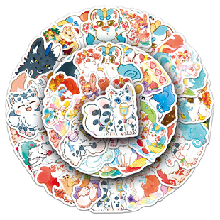 100张有兽焉漫画贴纸可爱治愈天禄四不像涂鸦平板手机壳咕卡贴纸