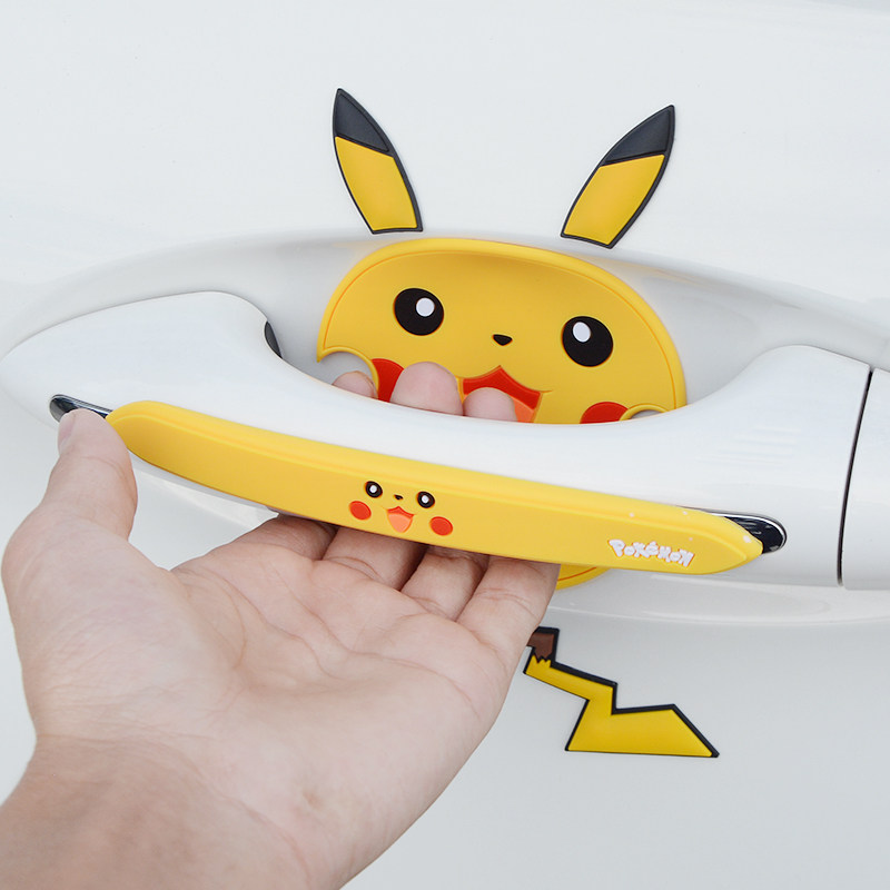 汽车门碗膜车门防撞条门把手拉手防刮条装饰贴卡通硅胶刮痕贴改装