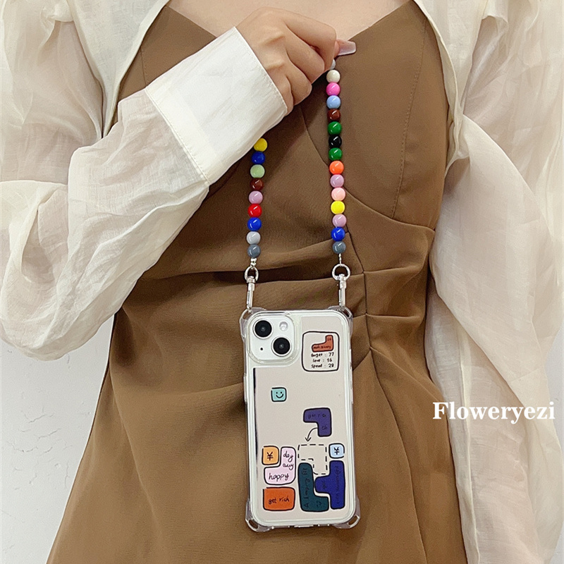 魏大勋同款斜挎手机壳16Promax四角开孔镜面俄罗斯方块小众手腕短链条适用于苹果iPhone17新款15户外挂绳防摔